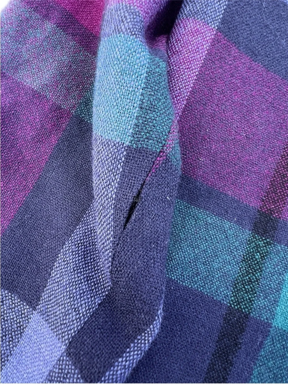 Vintage Christian Dior Wool Plaid Blazer Women’s 6 Purple Blue